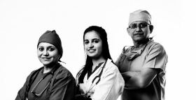 Little Stars and She - A group of three Doctors standing